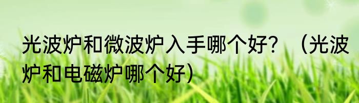 光波炉和微波炉入手哪个好？（光波炉和电磁炉哪个好）