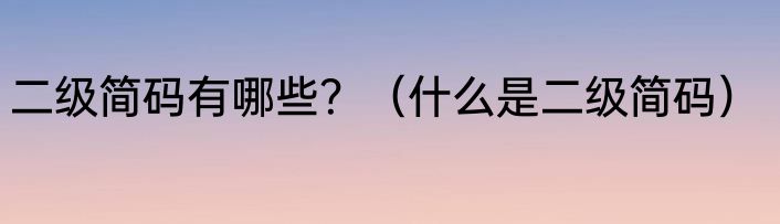 二级简码有哪些？（什么是二级简码）