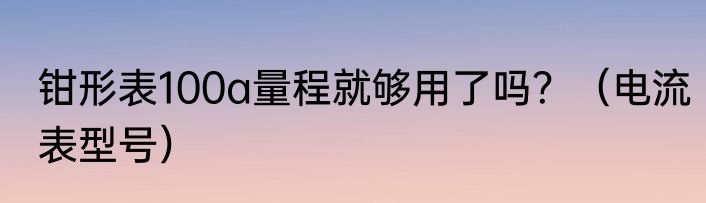 钳形表100a量程就够用了吗？（电流表型号）