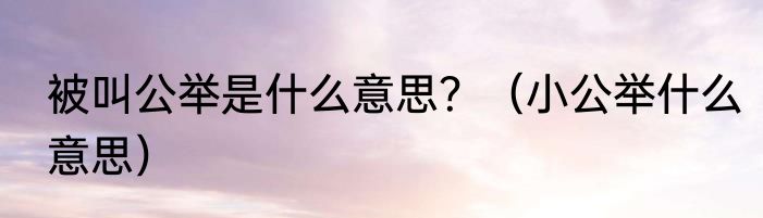 被叫公举是什么意思？（小公举什么意思）