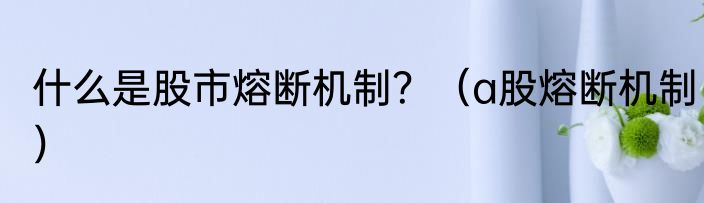 什么是股市熔断机制？（a股熔断机制）