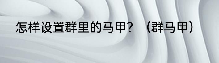 怎样设置群里的马甲？（群马甲）