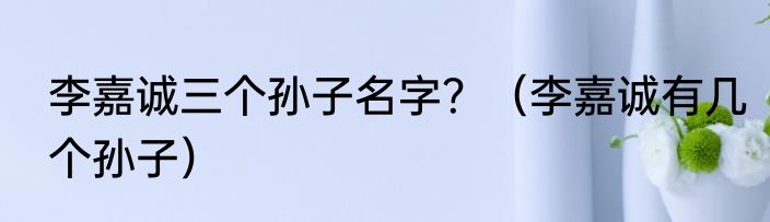 李嘉诚三个孙子名字？（李嘉诚有几个孙子）