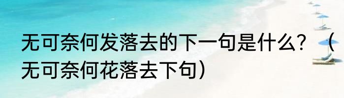 无可奈何发落去的下一句是什么？（无可奈何花落去下句）