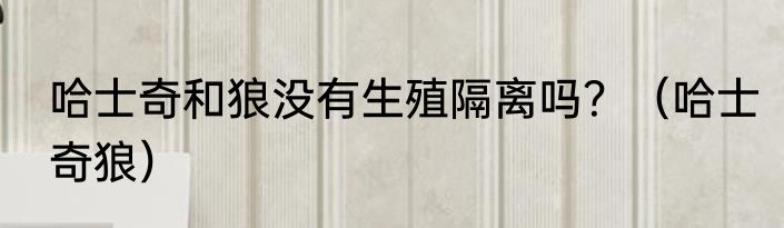 哈士奇和狼没有生殖隔离吗？（哈士奇狼）
