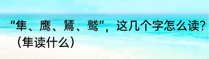 “隼、鹰、鵟、鹫”，这几个字怎么读？（隼读什么）