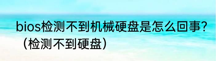 bios检测不到机械硬盘是怎么回事？（检测不到硬盘）