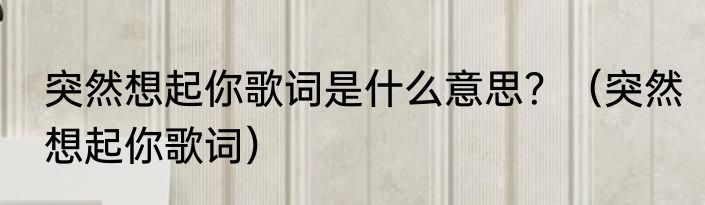突然想起你歌词是什么意思？（突然想起你歌词）