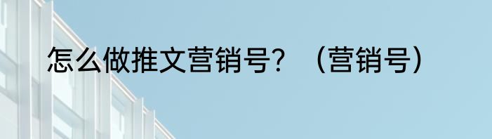怎么做推文营销号？（营销号）