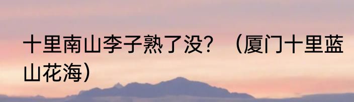 十里南山李子熟了没？（厦门十里蓝山花海）