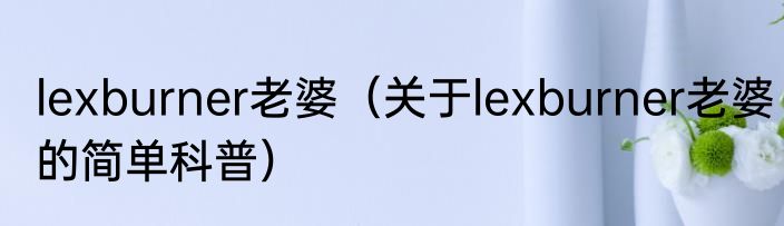 lexburner老婆（关于lexburner老婆的简单科普）