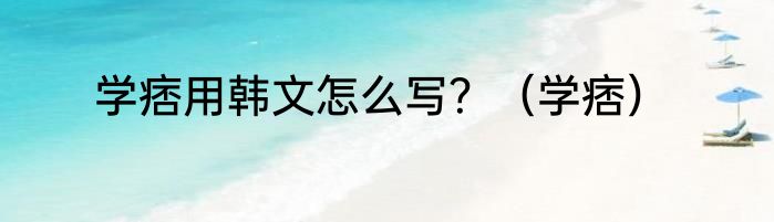 学痞用韩文怎么写？（学痞）