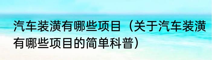 汽车装潢有哪些项目（关于汽车装潢有哪些项目的简单科普）