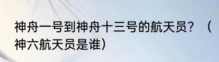 神舟一号到神舟十三号的航天员？（神六航天员是谁）