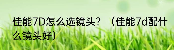 佳能7D怎么选镜头？（佳能7d配什么镜头好）