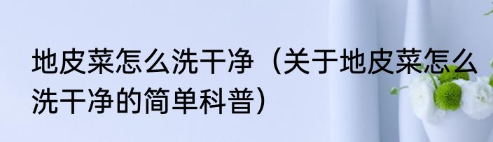 地皮菜怎么洗干净（关于地皮菜怎么洗干净的简单科普）