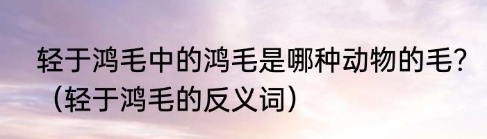 轻于鸿毛中的鸿毛是哪种动物的毛？（轻于鸿毛的反义词）