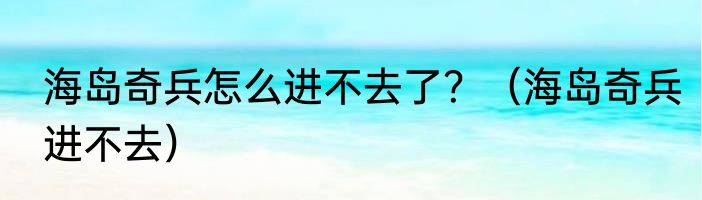 海岛奇兵怎么进不去了？（海岛奇兵进不去）