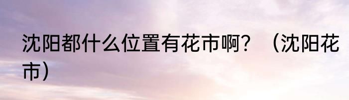沈阳都什么位置有花市啊？（沈阳花市）