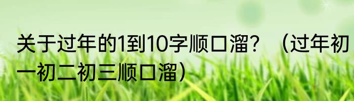 关于过年的1到10字顺口溜？（过年初一初二初三顺口溜）