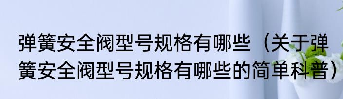 弹簧安全阀型号规格有哪些（关于弹簧安全阀型号规格有哪些的简单科普）