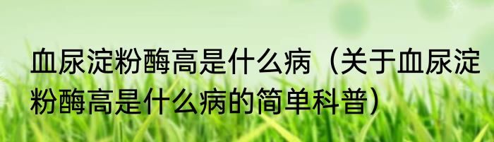 血尿淀粉酶高是什么病（关于血尿淀粉酶高是什么病的简单科普）
