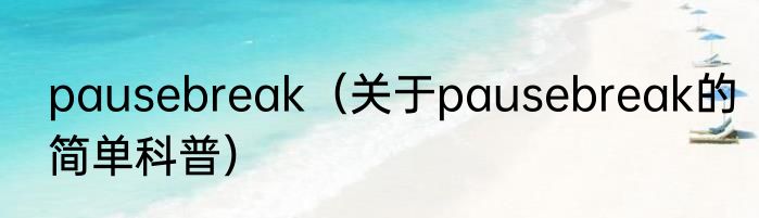 pausebreak（关于pausebreak的简单科普）