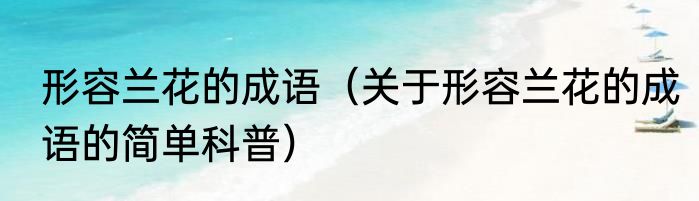 形容兰花的成语（关于形容兰花的成语的简单科普）