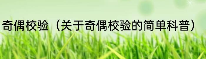 奇偶校验（关于奇偶校验的简单科普）