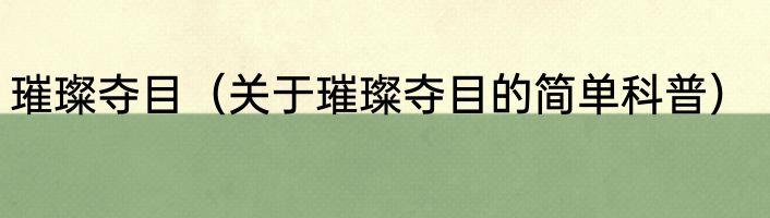 璀璨夺目（关于璀璨夺目的简单科普）