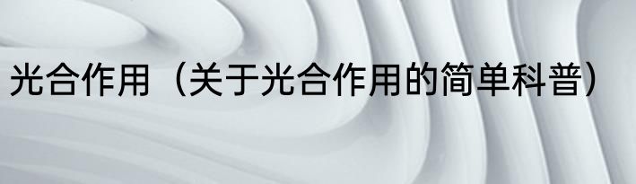 光合作用（关于光合作用的简单科普）