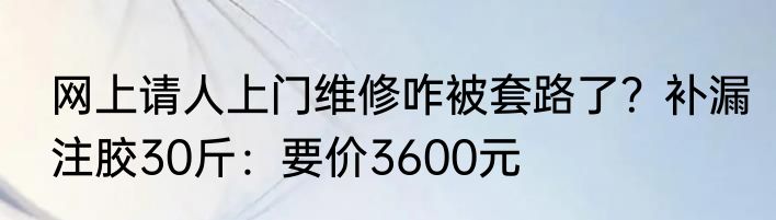 网上请人上门维修咋被套路了？补漏注胶30斤：要价3600元