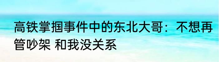 高铁掌掴事件中的东北大哥：不想再管吵架 和我没关系