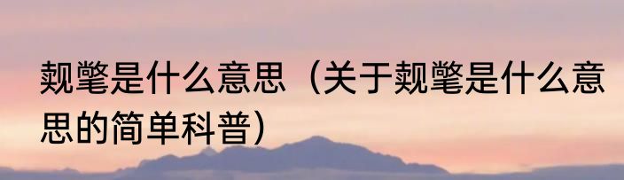 觌氅是什么意思（关于觌氅是什么意思的简单科普）