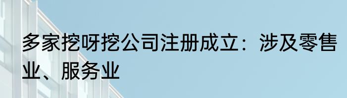 多家挖呀挖公司注册成立：涉及零售业、服务业