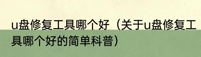 u盘修复工具哪个好（关于u盘修复工具哪个好的简单科普）