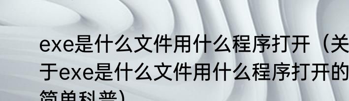 exe是什么文件用什么程序打开（关于exe是什么文件用什么程序打开的简单科普）