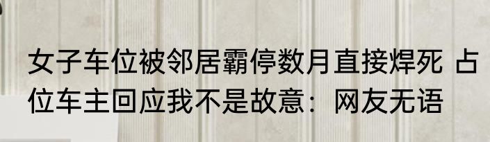 女子车位被邻居霸停数月直接焊死 占位车主回应我不是故意：网友无语