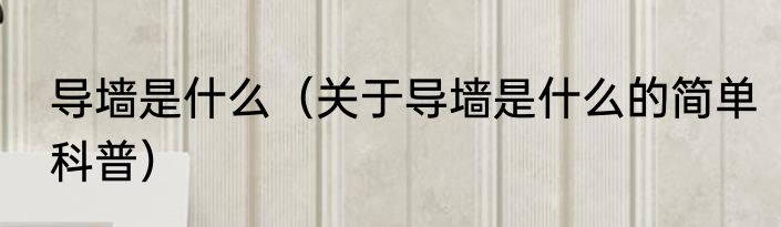 导墙是什么（关于导墙是什么的简单科普）