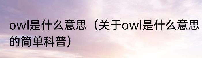 owl是什么意思（关于owl是什么意思的简单科普）