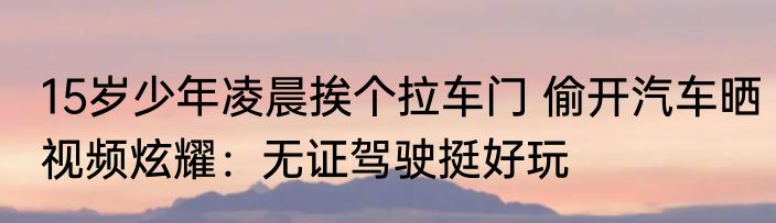 15岁少年凌晨挨个拉车门 偷开汽车晒视频炫耀：无证驾驶挺好玩