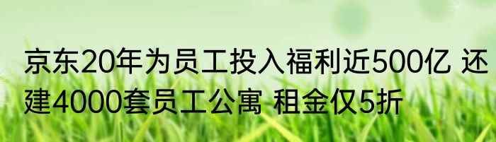 京东20年为员工投入福利近500亿 还建4000套员工公寓 租金仅5折