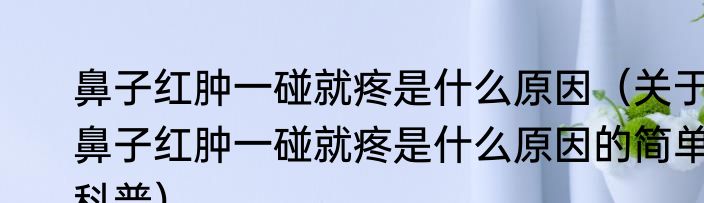 鼻子红肿一碰就疼是什么原因（关于鼻子红肿一碰就疼是什么原因的简单科普）