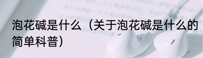 泡花碱是什么（关于泡花碱是什么的简单科普）