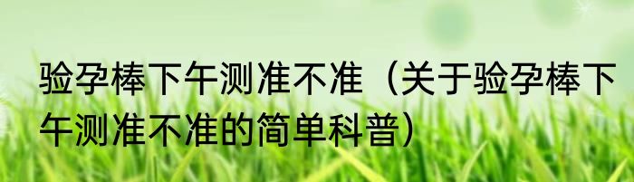 验孕棒下午测准不准（关于验孕棒下午测准不准的简单科普）