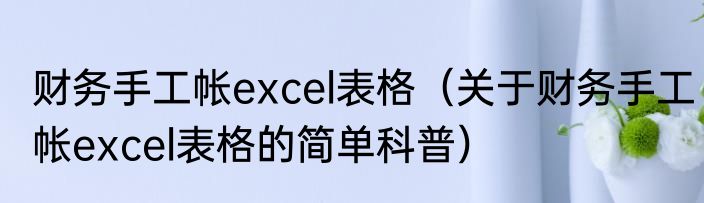 财务手工帐excel表格（关于财务手工帐excel表格的简单科普）