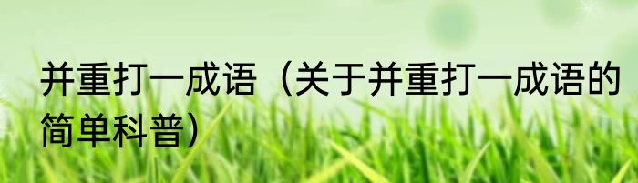 并重打一成语（关于并重打一成语的简单科普）