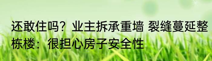 还敢住吗？业主拆承重墙 裂缝蔓延整栋楼：很担心房子安全性