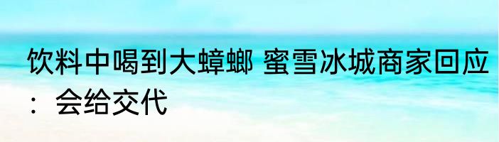 饮料中喝到大蟑螂 蜜雪冰城商家回应：会给交代
