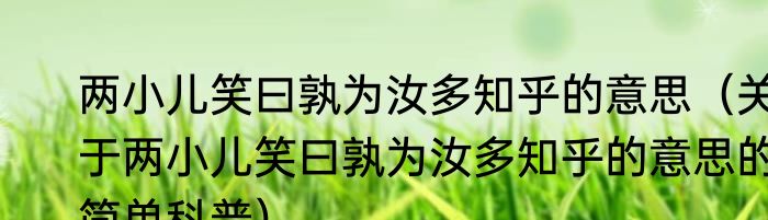 两小儿笑曰孰为汝多知乎的意思（关于两小儿笑曰孰为汝多知乎的意思的简单科普）
